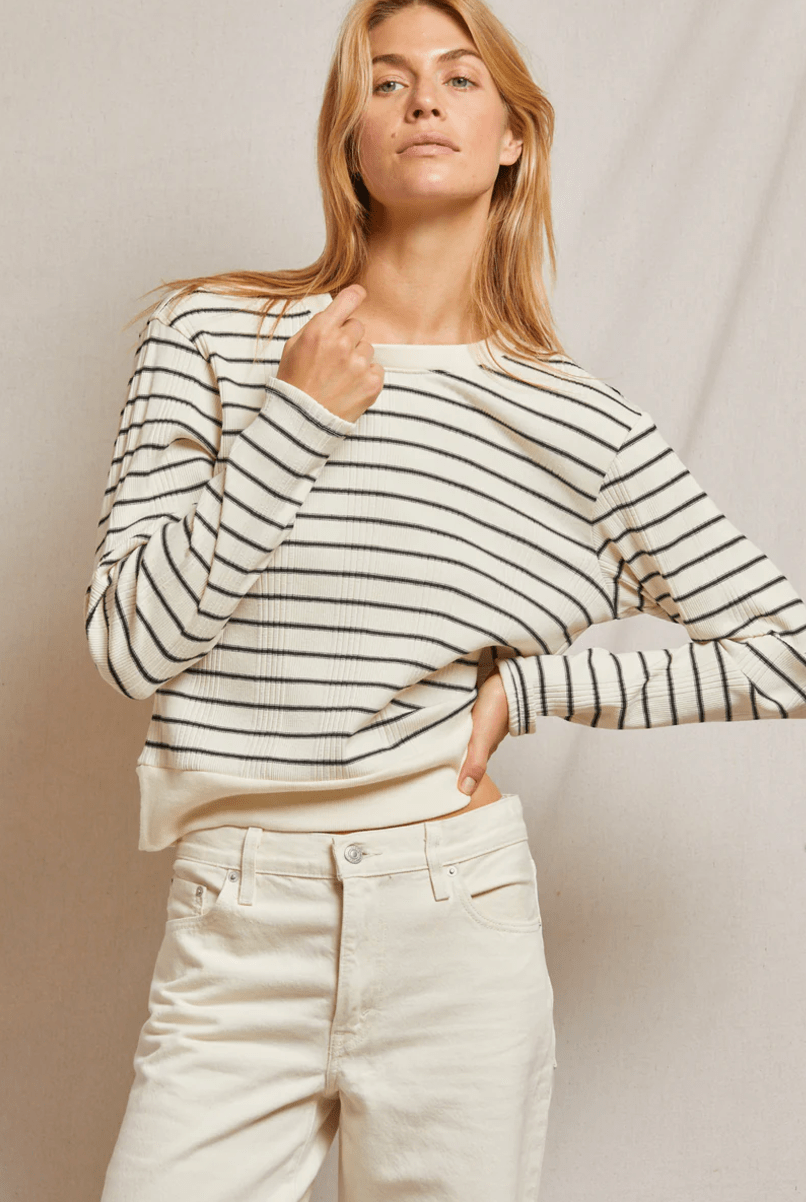 Stef Luxe Rib Pullover Sweatshirt by Perfect White Tee