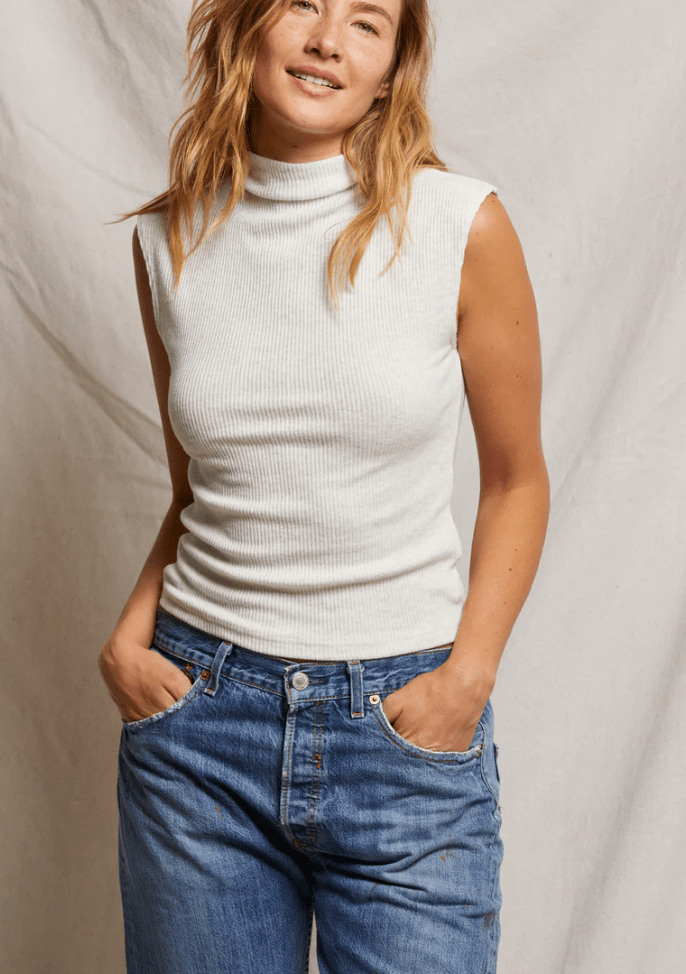 Elyse Sweater Rib Mock Neck by Perfect White Tee