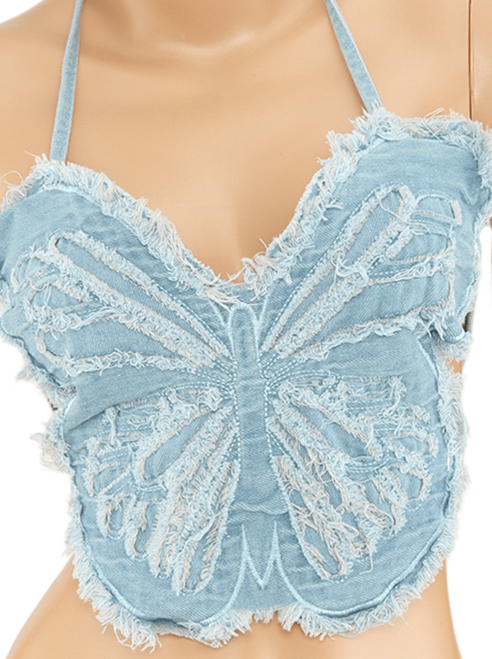 Dreamy Denim Butterfly Bralette by 75