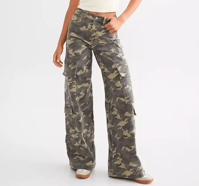 Nori Camo Wide Leg Cargo Stretch Pant by Hidden