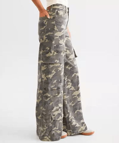 Nori Camo Wide Leg Cargo Stretch Pant by Hidden