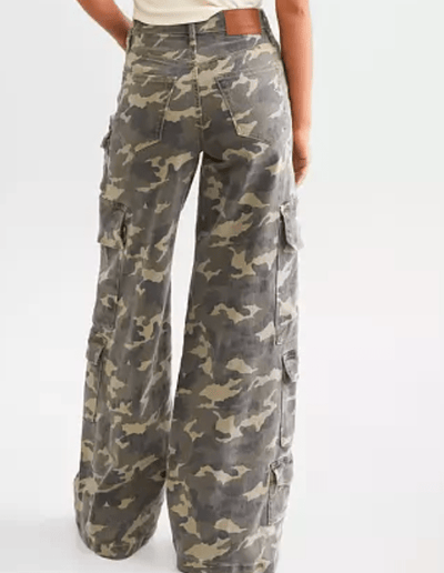Nori Camo Wide Leg Cargo Stretch Pant by Hidden