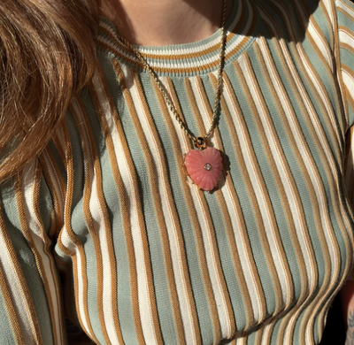 Malene Pink Opal Rope Necklace by Thatch