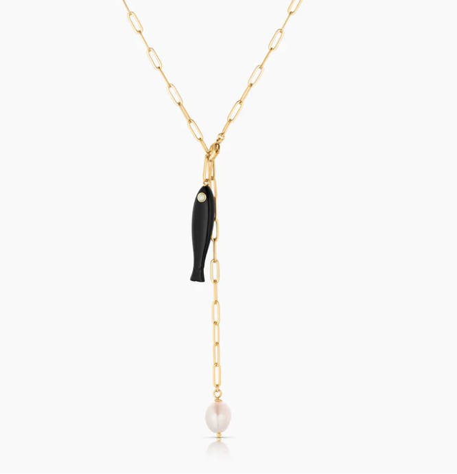Fortuna Onyx Lariat Necklace by Thatch