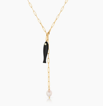 Fortuna Onyx Lariat Necklace by Thatch