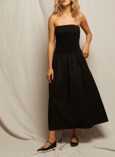 Kai Woven Poplin Strapless Dress by Perfect White Tee