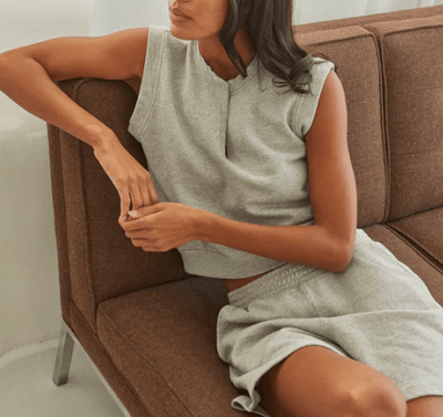 Sloane French Terry Rolled Sleeve Tank by Perfect White Tee