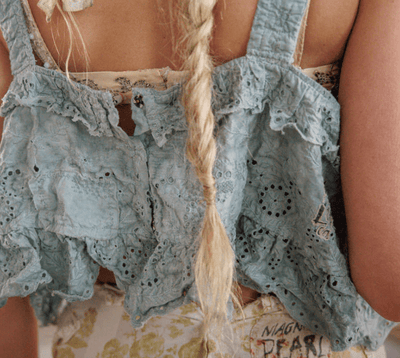 Olive Eyelet Ruffle Cami 402 by Magnolia Pearl