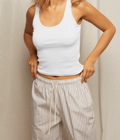 Andi Cotton Poplin Stripe Wide Leg Pant by Perfect White Tee