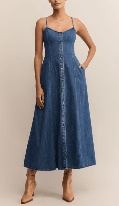 ANGEL EYES DENIM MIDI DRESS by Z Supply