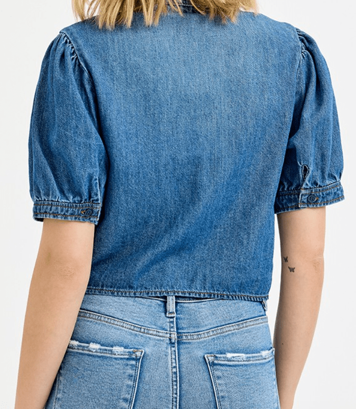 The Del Mar Denim Puff Sleeve Top by 75