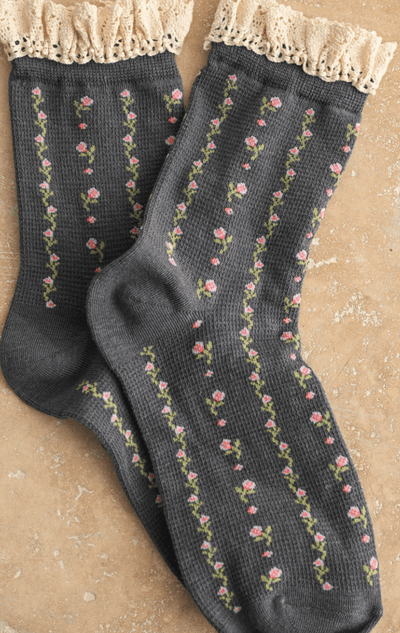 Vintage Bloom Lace Trim Socks by 75