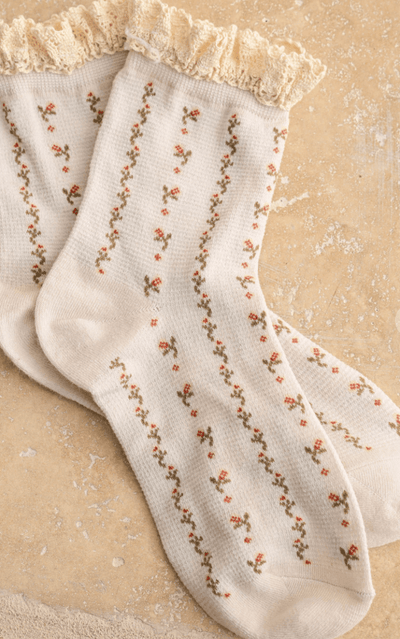 Vintage Bloom Lace Trim Socks by 75