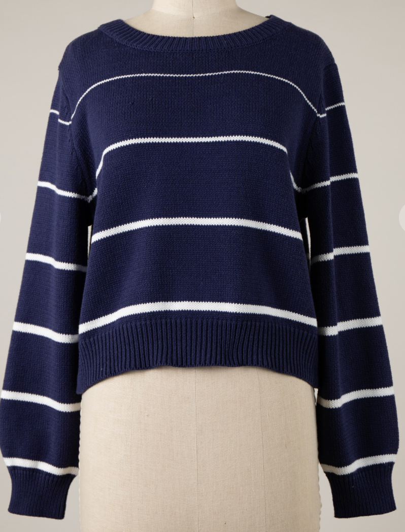 Golden Coast Striped Cropped Sweater by 75