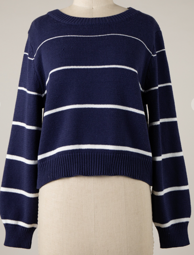Golden Coast Striped Cropped Sweater by 75