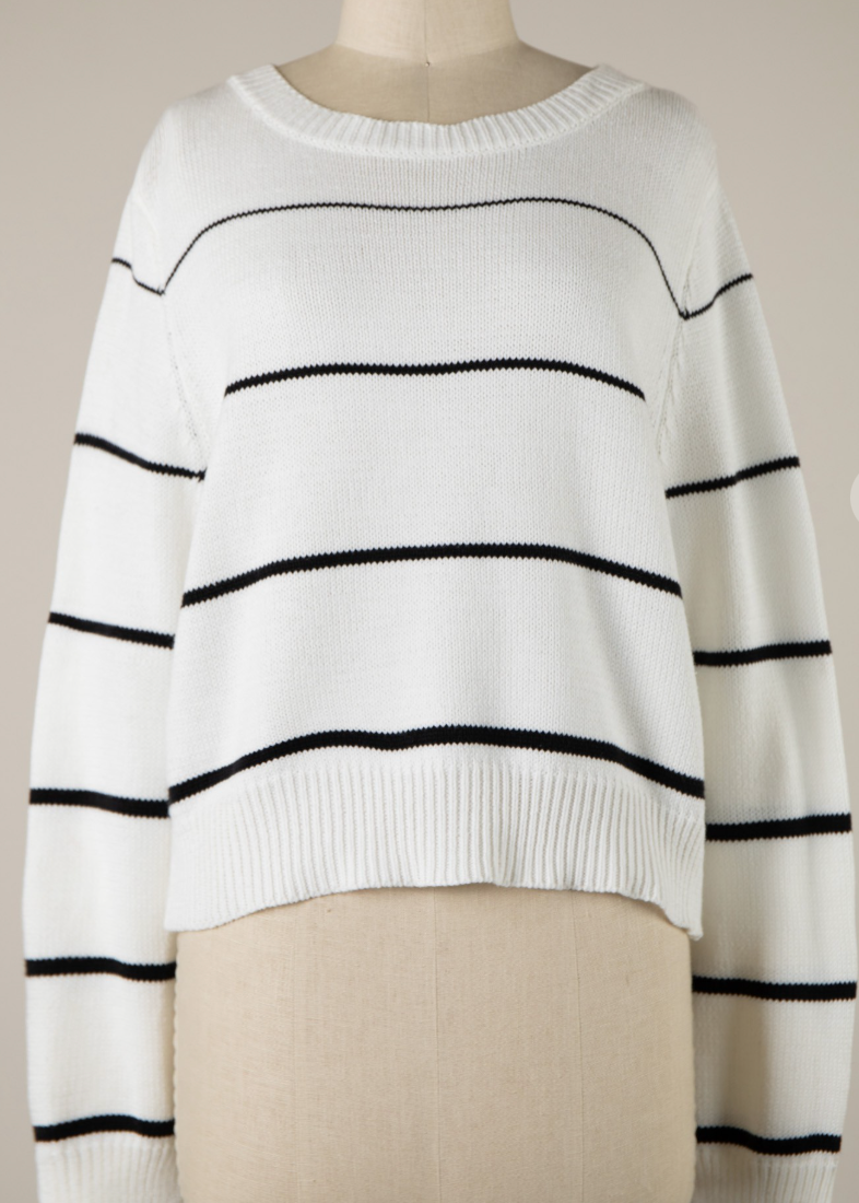 Golden Coast Striped Cropped Sweater by 75