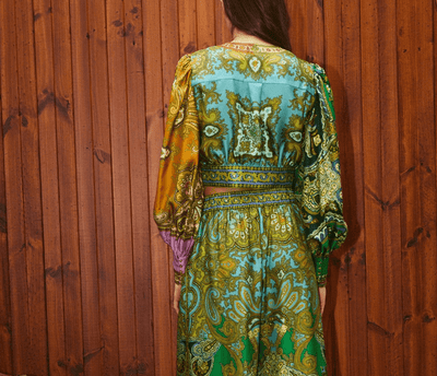 Clemenza Spliced Crop Silk Blouse by Alemais
