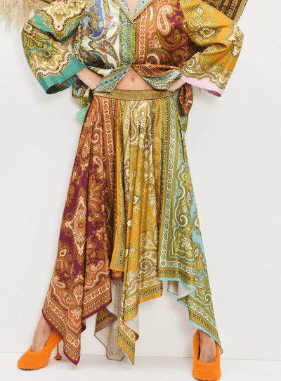 Clemenza Spliced Scarf Silk Skirt by Alemais
