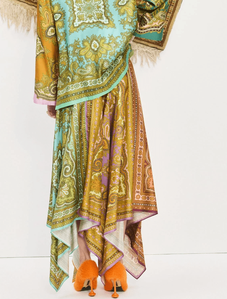 Clemenza Spliced Scarf Silk Skirt by Alemais