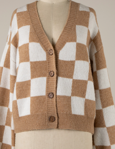 Check Cardigan Sweater by 75
