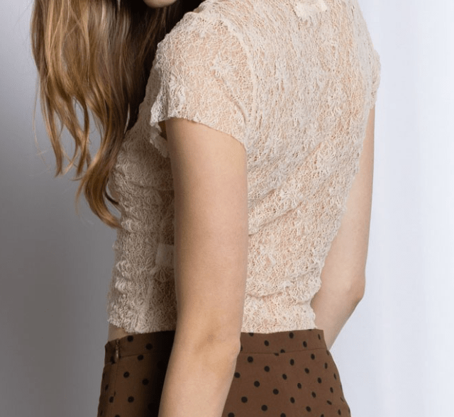 Golden Hour Sheer Lace Mock Neck Top by 75
