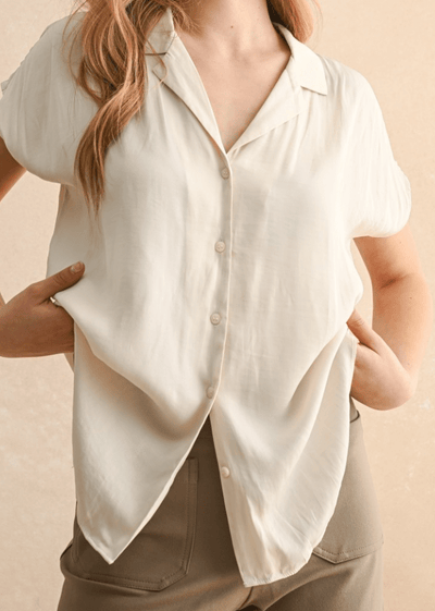 Seaside Stroll Cap Sleeve Button Down by 75