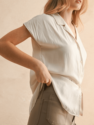 Seaside Stroll Cap Sleeve Button Down by 75