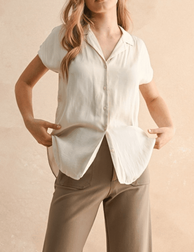 Seaside Stroll Cap Sleeve Button Down by 75