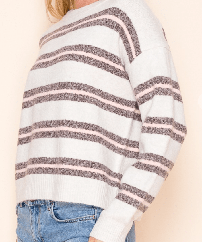 Sugar Stripe Cropped Sweater by 75