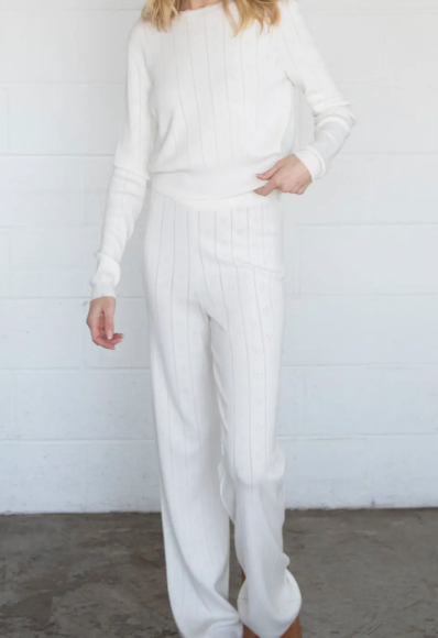 Knit Down Pointelle Pullover by 75