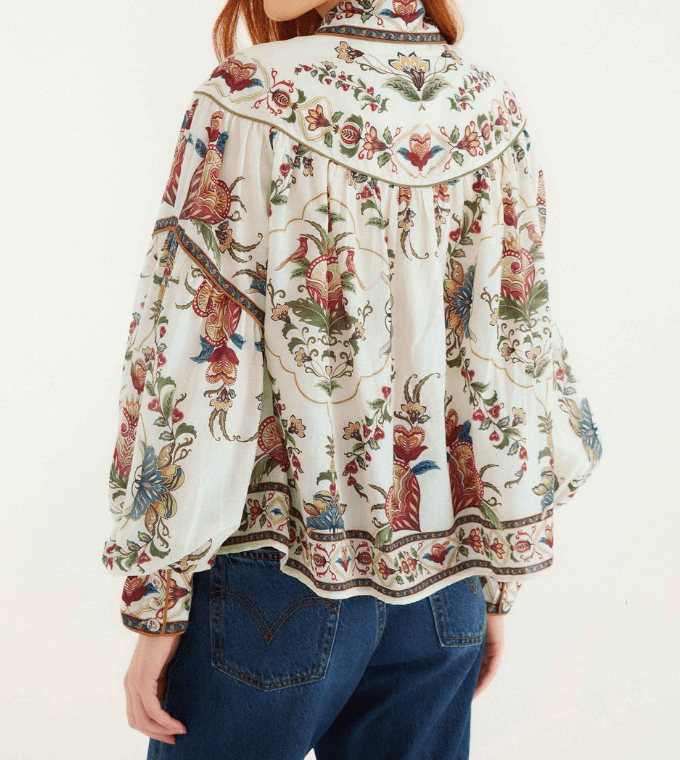 Cream Majestic Hearts Blouse by Farm Rio