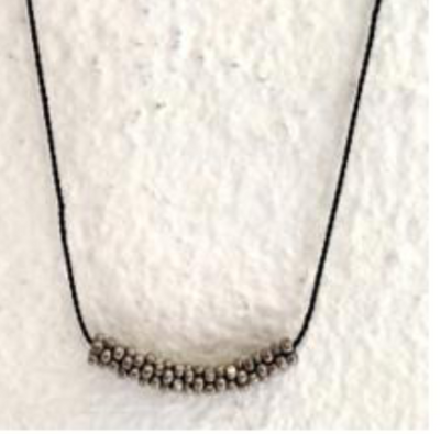 Martell Hand-Stitched Silver Bead Necklace