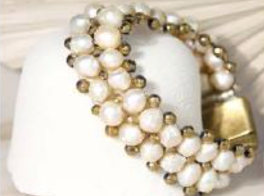 Martell Baroque Pearl & Pyrite Rivet Bracelet