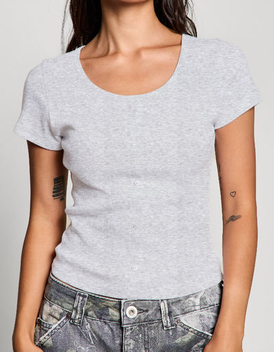 Silver Sands Button Pointelle Tee by 75