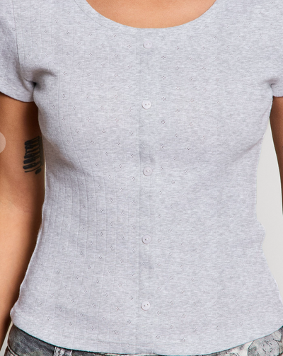 Silver Sands Button Pointelle Tee by 75