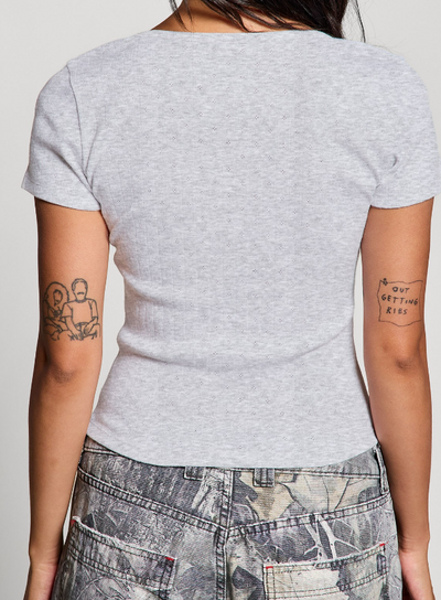 Silver Sands Button Pointelle Tee by 75