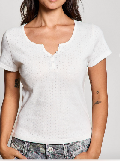 Diamond Pointelle Henley Tee