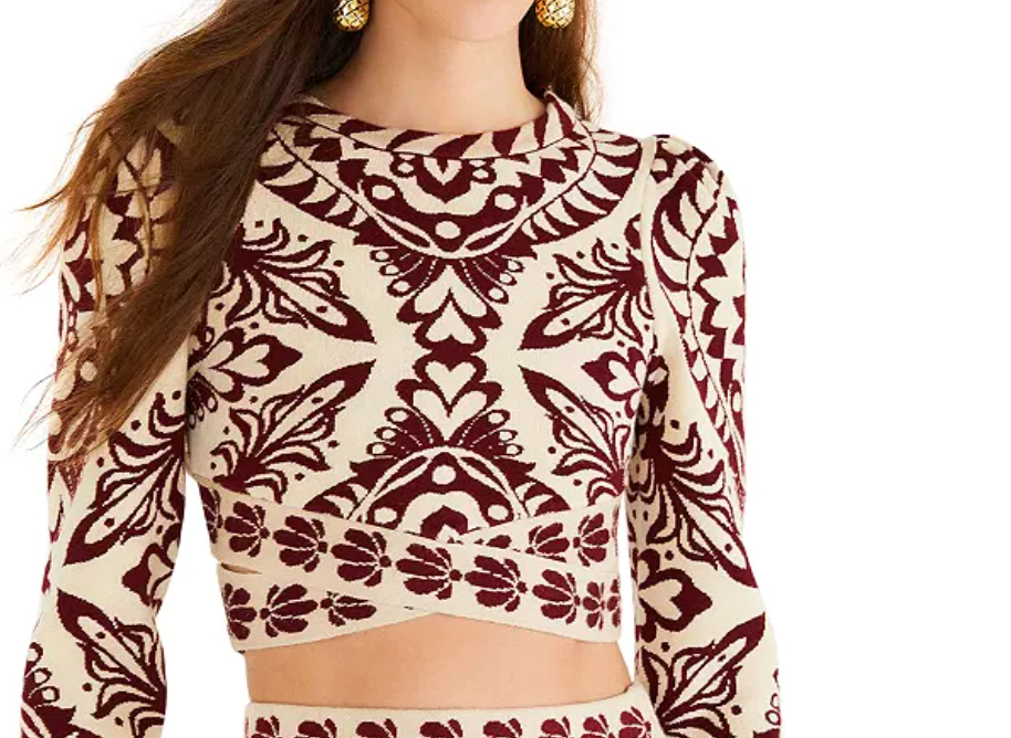 Pineapple Love Burgundy Knit Top by FARM RIO