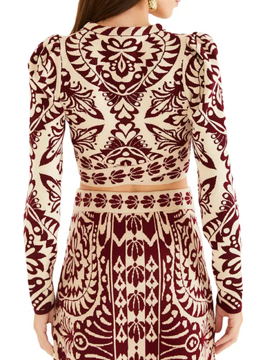 Pineapple Love Burgundy Knit Top by FARM RIO