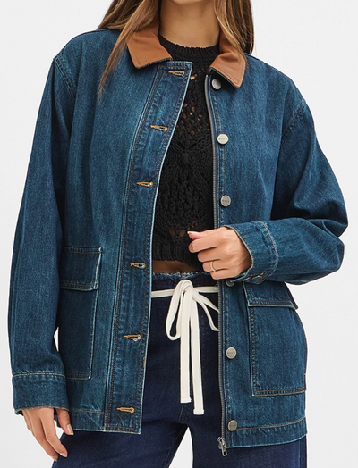 The Coastline Contrast Denim Jacket by 75