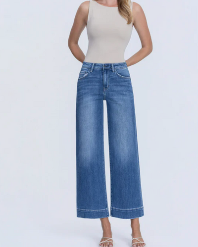High Rise Crop Wide Leg Trouser Jeans