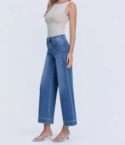 High Rise Crop Wide Leg Trouser Jeans