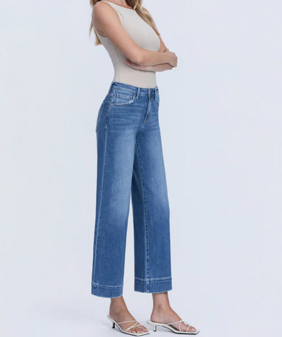 High Rise Crop Wide Leg Trouser Jeans