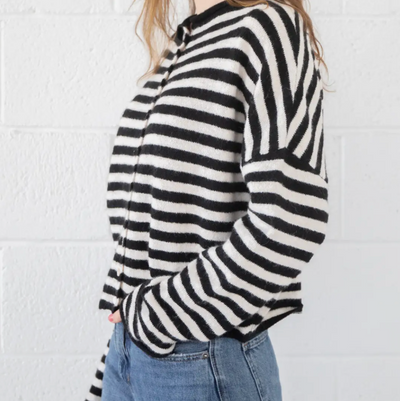 Seaside Stripe Button-Up Cardigan by 75