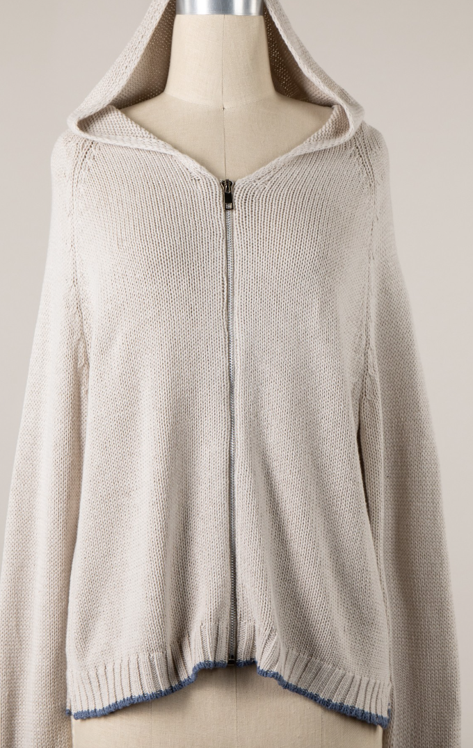 Cotton Knit Zip Hoodie Cardigan BY 75