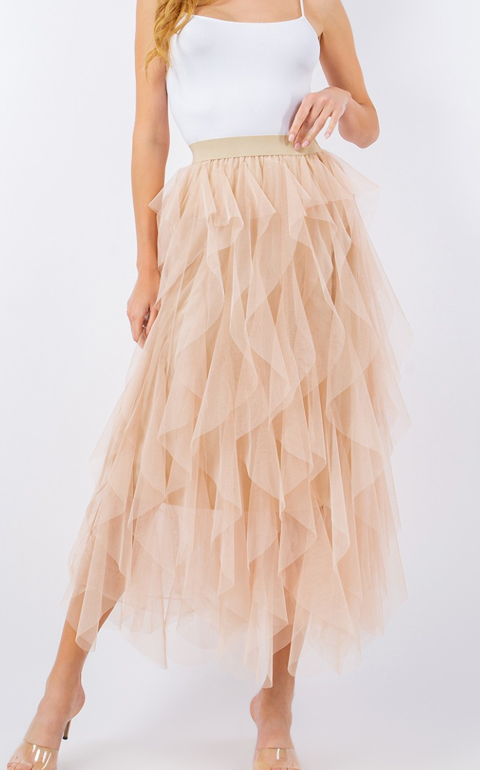 Whirl Tulle Midi Skirt by 75