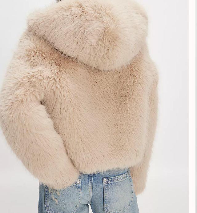 Louder Please Hooded Faux Fur Jacket BY FREE PEOPLE