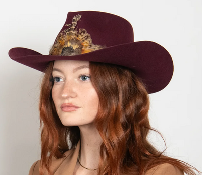 Desert Rose Feather-Trim Hat by Wyeth