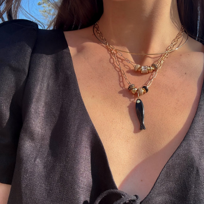 Fortuna Onyx Fish Charm by Thatch