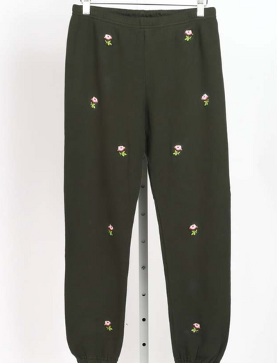 The Stadium Sweatpant w/Embroidered Roses